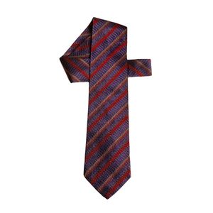 XMI PLATINUM Silk Purple Red Diagonal Wave Stripe Print Men's Tie